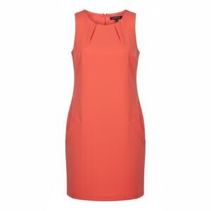 Adrienne Vittadini coral pink sleeveless 60s style shift dress sz small S B178